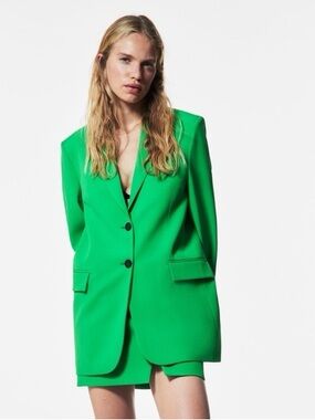 Zara Vibrant Green Oversized Blazer